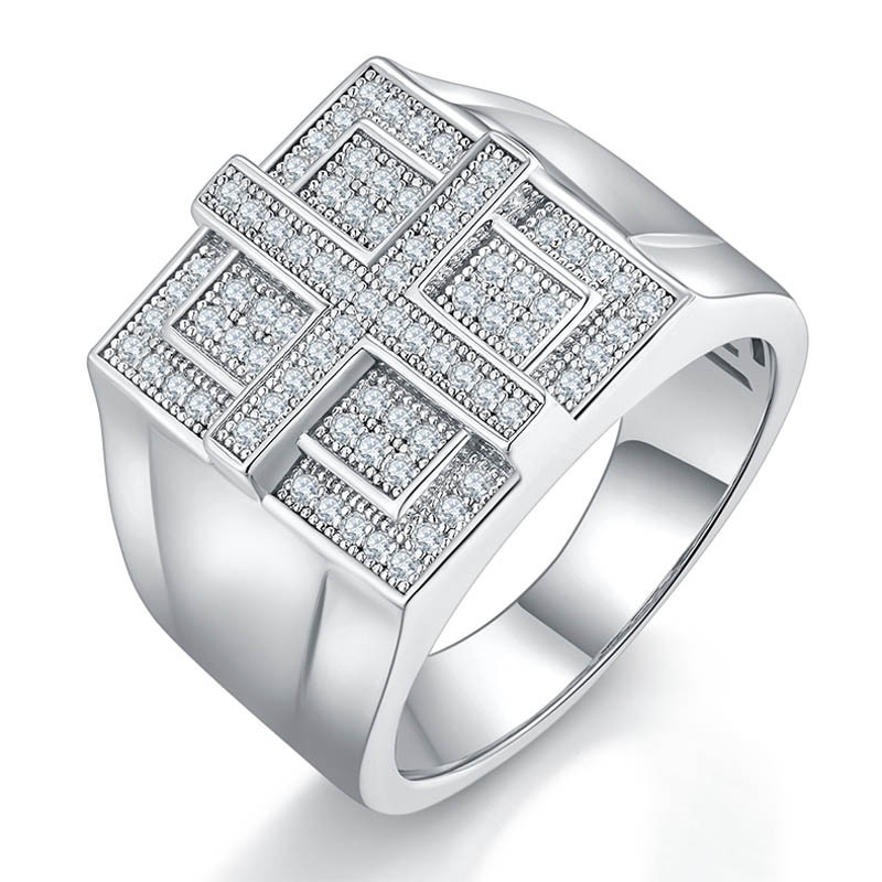 Hiphop Cross Man Moissanite Diamond Ring